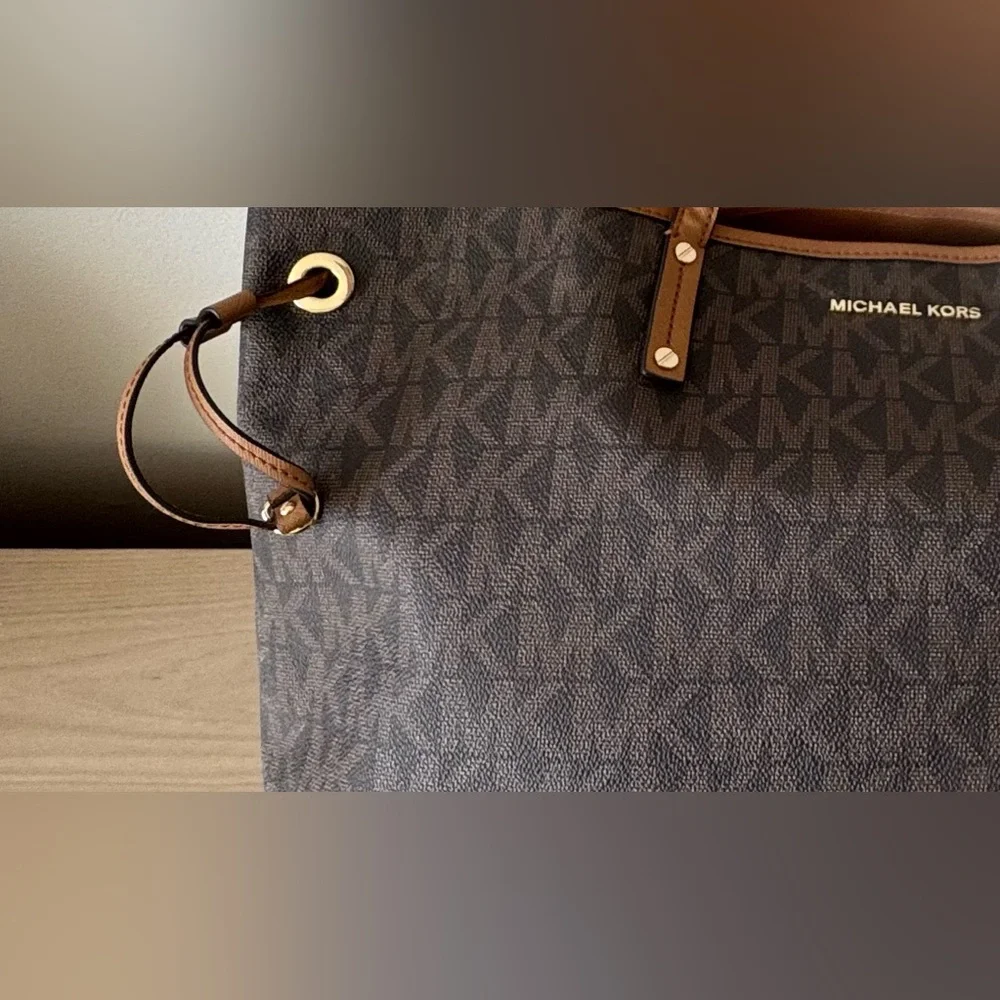 Michael Kors Large Dark Brown Signature Satchel Tote - Picture 7 of 15